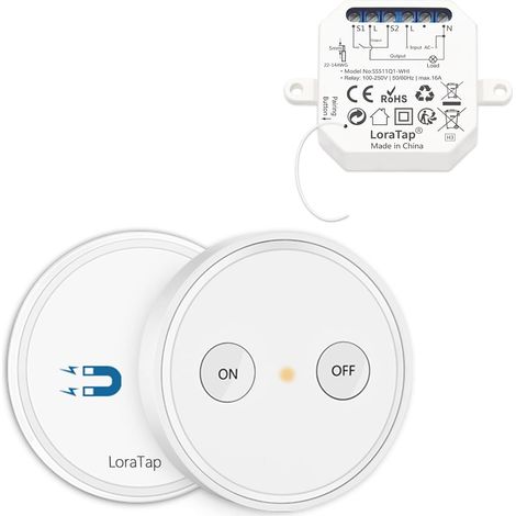 Kit Interrupteur Sans Fil, Va et Vient Parallèle, Récepteur 2500W, Portée 200M, Emetteur Radio 868Mhz, 10 ans Autonomie, Commande à Distance Mural Avec Télécommande ON/OFF Pour Eclairage (1/5)
