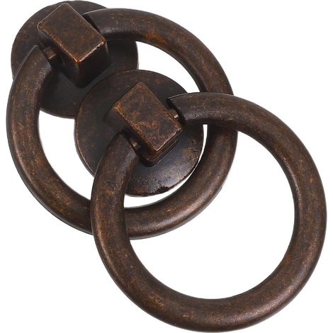 Pack of 2 Vintage Drawer Handles Antique Bronze Furniture Ring Handles Retro Cabinet Fittings for Chest of Drawers Kitchen Drawers Handmade Easy Assembly (1/5)