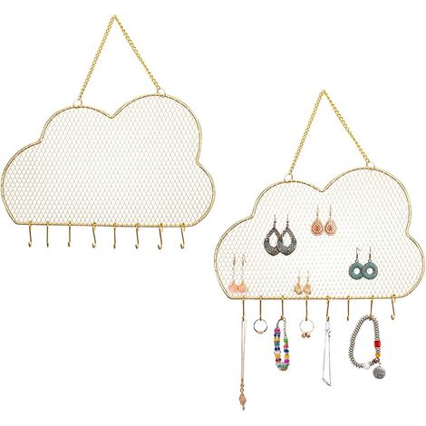 Organisateur de Bijoux Suspendus Murale Porte-de Boucle D'oreille Organiseur Présentoir de Boucle D'oreille Porte Bijoux Collier et Bracelet Support de Rangement forme de nuage
