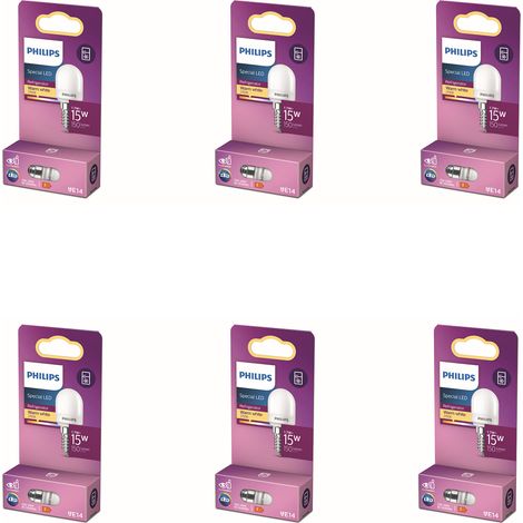 Philips Pack avantagé E14 Ampoule pour réfrigérateur 15W Dépolie Non dimmable Lumière blanche chaude - 6 pièces (1/2)