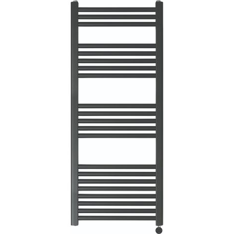 JTP Vos Electric Towel Rail with Thermostatic Heating Element 1200mm H x 500mm W - Matt Black (1/3)