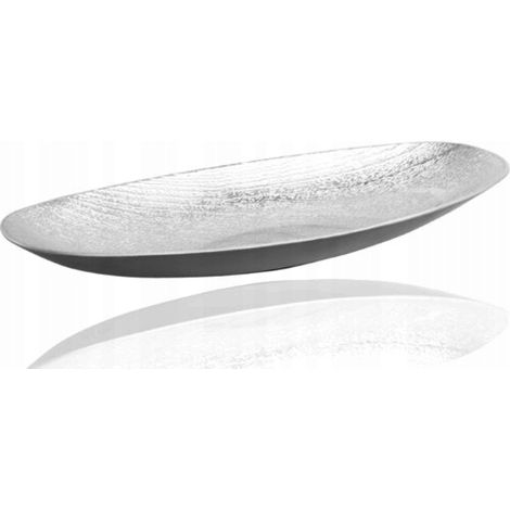 WESTWINGS Vassoio ovale decorativo in argento 16x40x5cm (1/3)