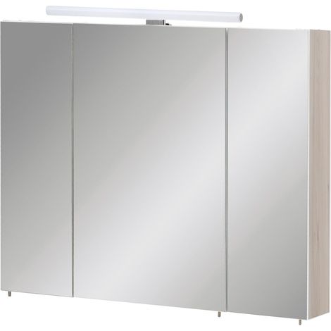 Armoire à Miroir, Chêne Sable, 80 x 16 x 74,7 cm (1/2)