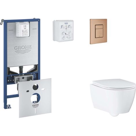 Grohe Rapid SLX - Set bâti-support, cuvette, abattant SoftClose, plaque de déclenchement Skate Cosmopolitan, Warm Sunset brossé SANI11BB4118 (1/5)