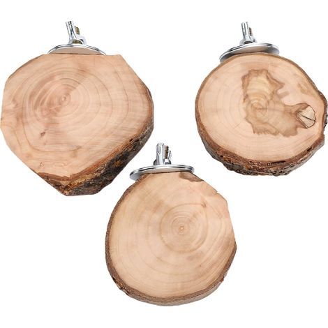 Plate-forme de perchoir à oiseaux en bois naturel, 3 pièces, support rond confortable pour perroquets pour Cage (1/5)