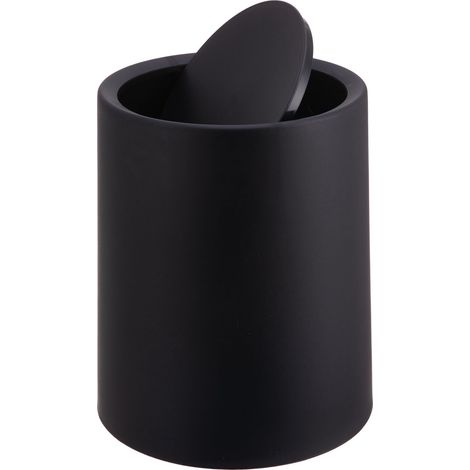 Black plastic bathroom bin with swing lid 6l capacity 227458964 227458964 227458964 (1/5)