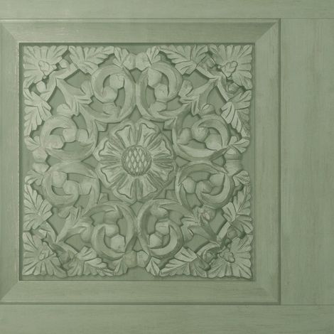 Fine Decor Carved Wood Panel Sage Green Wallpaper Modern Floral Contemporary