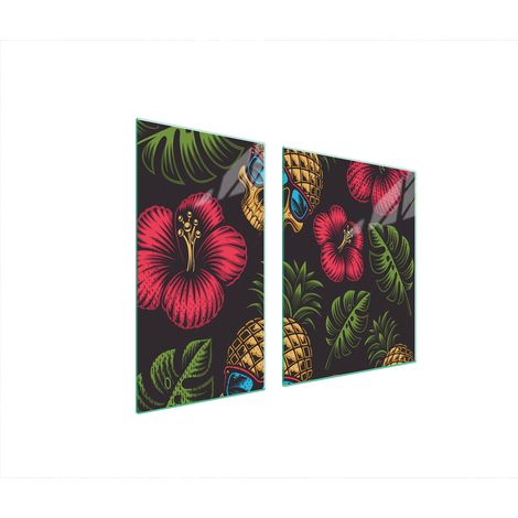 Plaque de protection en verre pour cuisinière ananas 90x52 (1/5)