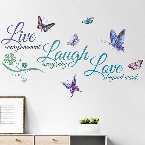 Sticker Muraux Citations Inspirantes Papillon Autocollant à Peler et à Coller pour la Chambre à Coucher et le Salon (1/5)