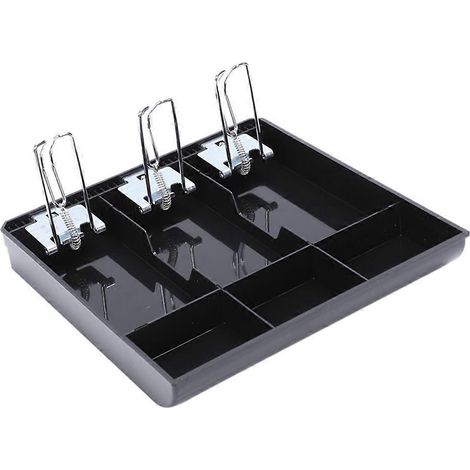 Kassenschubladeneinsatz für Kassenschränke, Geldfach, Fächer für 3 Geldscheine und 3 Münzen, Aufbewahrungsbox, Ersatz-Metallclip für Kassierer