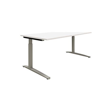 P12 - Escritorio en blanco/aluminio plata  armazón de patas en C