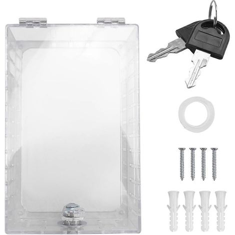 Boîtier de verrouillage pour thermostat avec clé, couvercle universel pour thermostat avec serrure, protection murale transparente pour thermostat. (1/4)