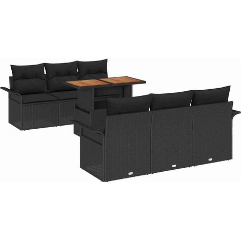Garden Sofa Set with Storage 7 pcs Black Poly rattan vidaXL (1/5)