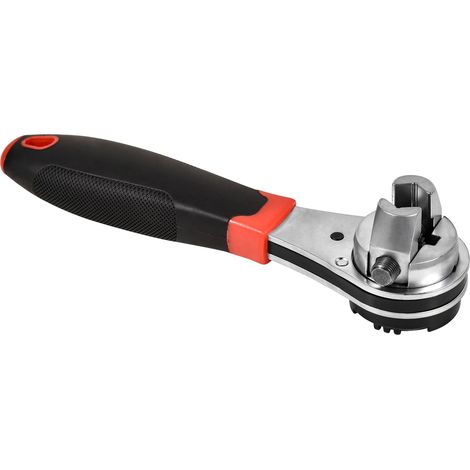 Llave de tubo de trinquete ajustable de 8 pulgadas, herramienta flexible de doble cabezal, capacidad de trinquete de 0,6 a 8 pulgadas