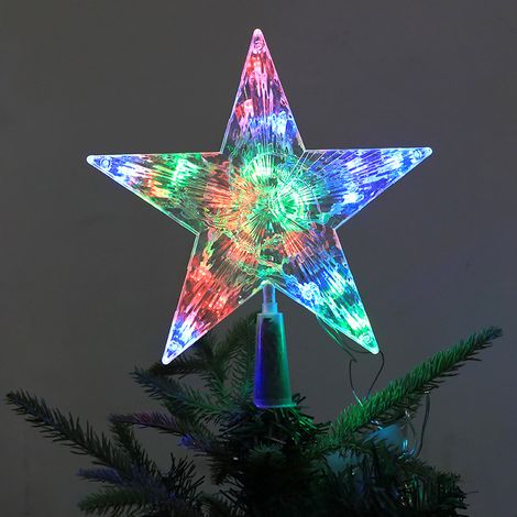 USB Christmas Tree Topper Star Multicolor Flashing LED Treetops Christmas Ornament Indoor Party Home Decoration,21cm (1/5)