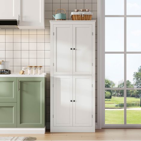 Armario alto de cocina 75x40x182 cm blanco en MDF con cajón interior y amplio almacenaje (1/5)