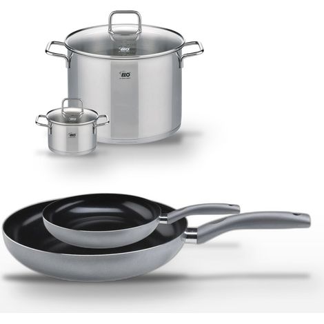 Lot de 2 Poêles 20/28cm et 2 Faitouts 14/26cm Elo Ducato