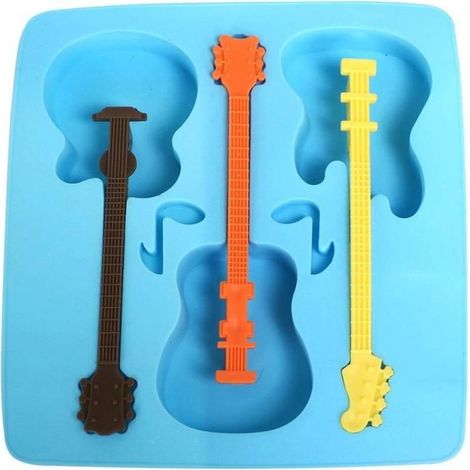 Moule à glace en forme de guitare Nouveau bac à glaçons en silicone Moule à glace DIY Grille à glace en silicone pour guitare (1/5)