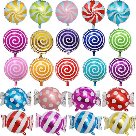 23 ballons de 45 cm (18 pouces) en forme de bonbons, ballons ronds en forme de sucette pour anniversaire, mariage et fête