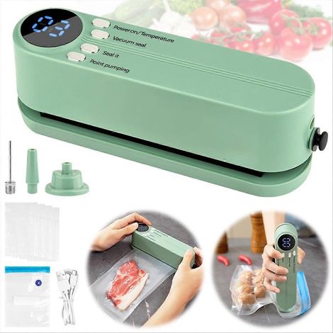 Mini machine sous vide alimentaire 3 en 1 sans fil rechargeable alimentaire scelleuse dry moist alimentaire chaleur (1/5)