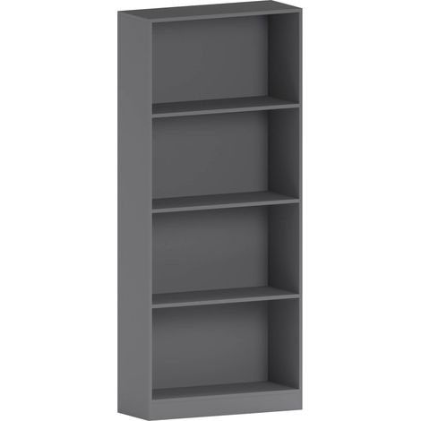 Cambridge 4 Tier Large Bookcase Shelving Storage Unit, Grey