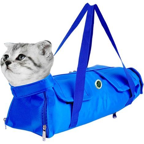 1 Sac De Contention Chat Nylon Réglable Anti-Morsure Poignée Pour Toilettage Voyage Vétérinaire (1/4)