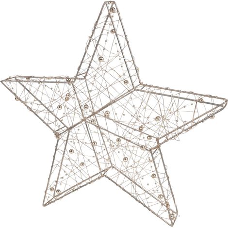 Drahtstern mit LED Beleuchtung H=33cm gold silber Weihnachtsdeko Weihnachtsstern - gold