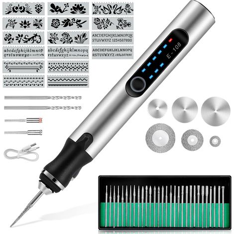 Kabelloser elektrischer Gravierstift, wiederaufladbares USB-Gravierwerkzeug-Set, Mini-Gravierwerkzeug, tragbarer DIY-Rotationsgravierer für Schmuck, Glas, Kunststoff, Holz, Metall (1/5)