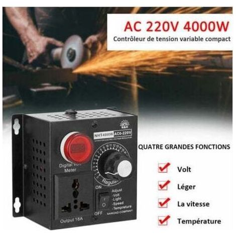 Ac 220V 4000W Compact Controller Variable Tension Vitesse Portable Temperature Lumiere Tension Adjuatable Dimmer (1/4)