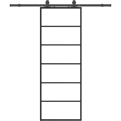 Porte coulissante,Porte intérieure,Porte d'entrée kit de quincaillerie noir 76x205 cm verre ESG CFW66138 (1/5)