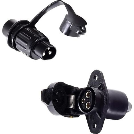 3-poliger Stecker und 3-poliger Anschluss für wasserdichte 12-V-Anhänger, 3-poliger Stecker (männlich/weiblich), 3-poliger Stecker für landwirtschaftliche Anhänger, Fahrzeuge, Lkw, Boote, Pkw, Wohnmob (1/5)