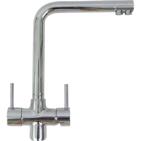 Robinet De Cuisine Mitigeur 3 Voies Chromé Modèle Coudé Pour Filtre Sous évier