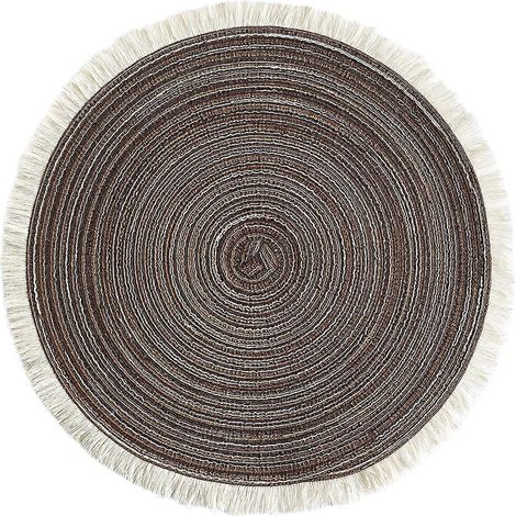 Set de table pratique en polyester avec de jolies franges artisanales, idéal pour les restaurants et la décoration intérieure, couleur café foncé. (1/5)