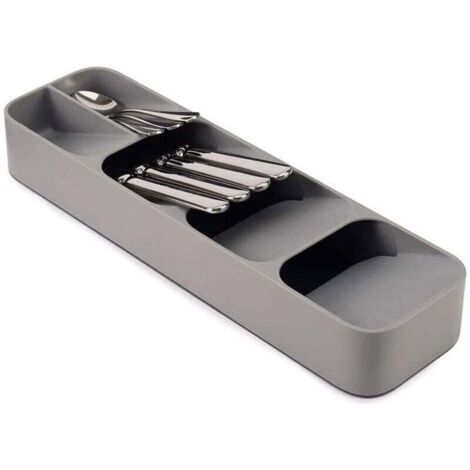 QORVA-Organisateur de couverts - Rangement de cuisine - Séparateur à couverts - Gris