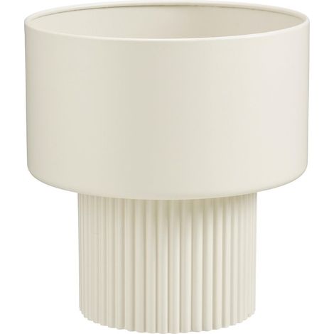 Cache-pot d'Intérieur Rond Blanc Cassé Design Moderne avec Base Nervurée H33 x Ø31,5 cm - PANGIVO (1/5)