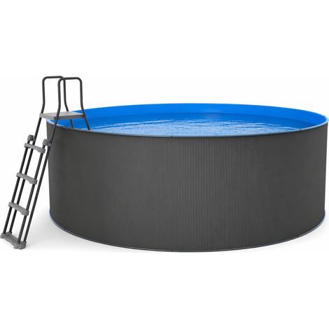 Piscina elevada sin obra de acero redonda antracita 360 x 120 cm