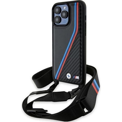 BMW BMHCP15L23PSVTK iPhone 15 Pro 6.1 schwarz/schwarzes Hardcase M Edition Carbon Tricolor Linien & Riemen (1/5)