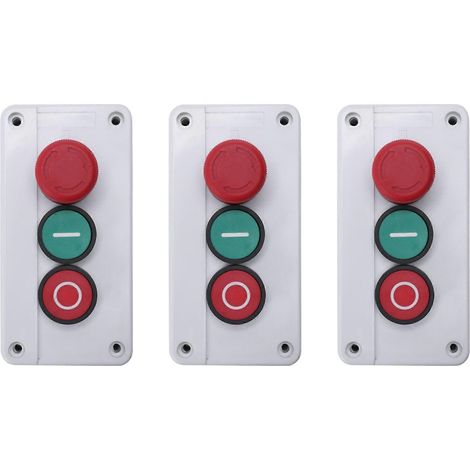 3 boutons-poussoirs momentanés NO rouge/vert d'arrêt d'urgence 600 V 10 A (1/5)