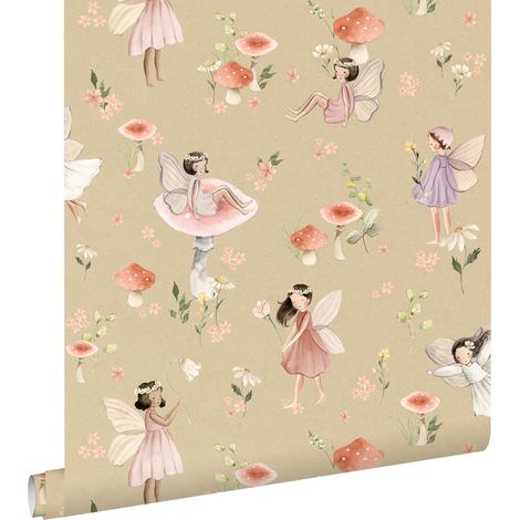 papier peint des fées rose et vert - ESTAhome (1/5)