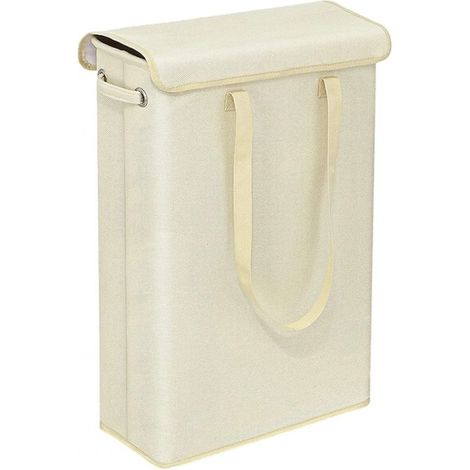 Panier à linge avec couvercle, design haut et étroit, blanc, 60 x 39 x 19 cm, capacité 45 L (1/5)
