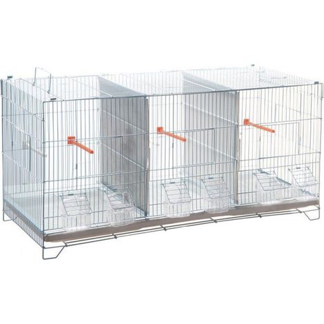 Jaula canarios galvanizada 3 departamentos Medidas 90x34x43 cm Con comederos bebederos y perchas para pájaros (1/5)