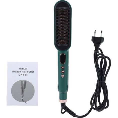 BelleRise - Fer à onduler 2-en-1 – Ecran LCD 5 températures – Cheveux ondulés et lisses – Voyage universel 110-240V vert (1/5)