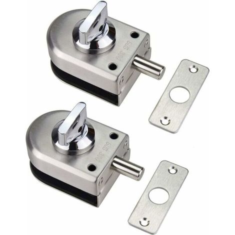 Set of 2 Stainless Steel 304 Glass Door Locks for Bathroom, Toilet, Shop, Frameless Glass Doors – Half Round – LIAIKI