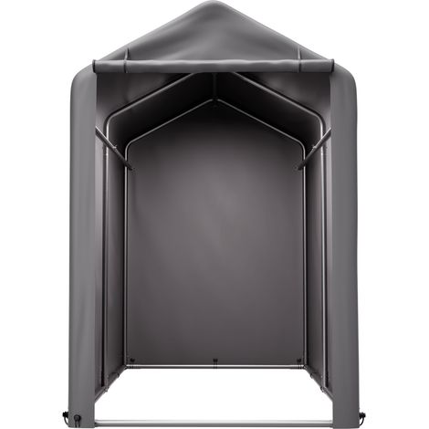 Garage à vélo 187 x 100 x 160 cm en acier galvanisé noir avec bâche PE 170 g/m² imperméable, anti-UV et porte zippée, abri extérieur pour vélos, moto et outils - CHICFURN (1/5)