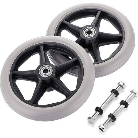 Ersatz-Vorderräder für Rollstühle (Paar, 2 Stück), universell, graues Zubehör für Rollstühle oder Rollatoren.