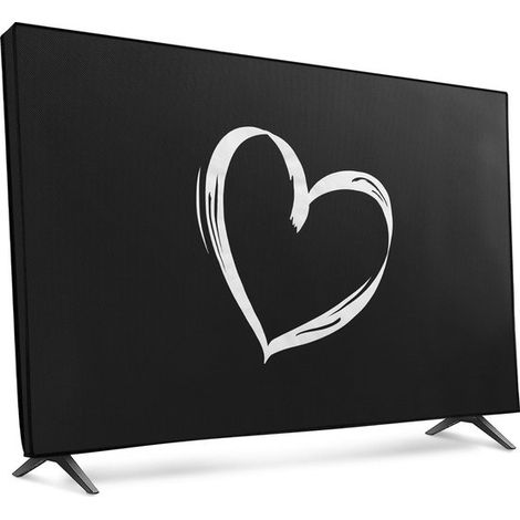 Housse de protection pour téléviseur 49-50 pouces - Usage intérieur - Motif cœur brossé blanc/noir (1/5)