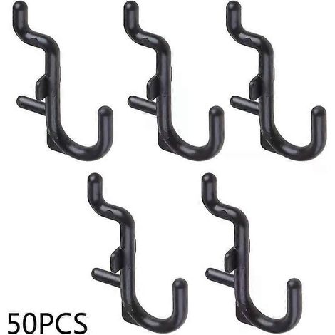 50 Stück/100 Stück Schwarze Lochwandhaken, robuste Garagenaufbewahrungshaken (1/4)