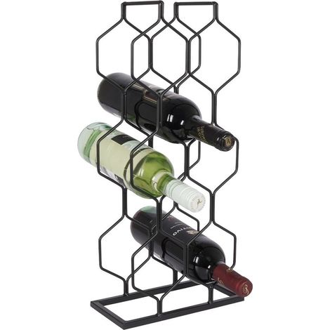 PORTABOTTIGLIE IN METALLO NERO PER 8 BOTTIGLIE, RIPIANO PER ALCOLICI 48 CM (1/5)