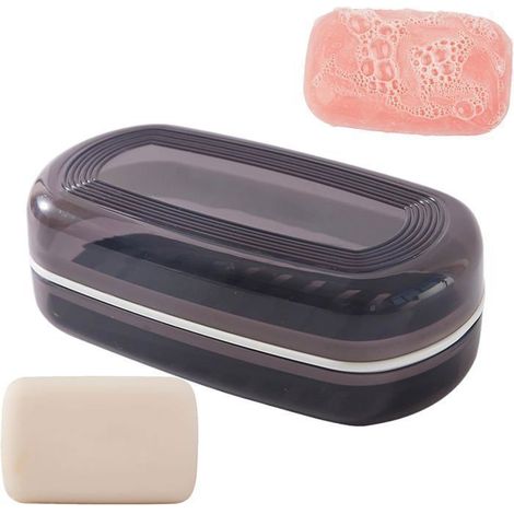 Porte-savon nomade 2-en-1 avec égouttoir. Design compact pour voyage, randonnée et dortoirs. (1/5)