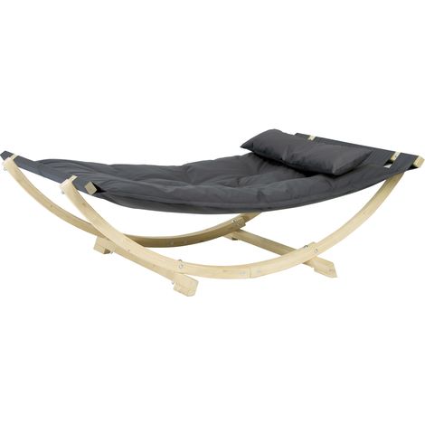 AMAZONAS XXL Schwebebett Lounge Bed Schwebeliege Anthracite inkl. Holzgestell